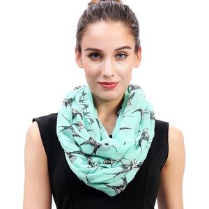 NWOT Swallow Bird Print Infinity Scarf